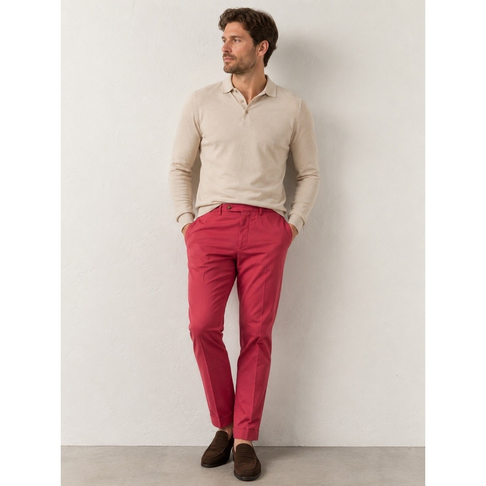 Incotex Venezia 1951 Chinolino Cotton Linen Trousers Pink Mens 36 Pants